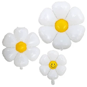 New Style Wholesale Big Size White Flower Supplies Daisy Shape Birthday Party Foil Balloon for Adult Party Decoration