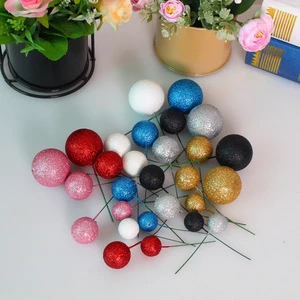 New Year Decorations Red Berries Colorful Glitter Powder Bubble Balls Cake Plugin Baking Birthday Cake Embellishments Decorative