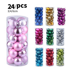 24pcs High Quality Shatterproof Plastic Christmas Balls Set Assorted Baubles Modern Design Tree Ornaments for Holiday
