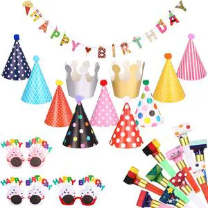 Birthday Letter Garland Children's Small Toys Telescopic Whistle Party Atmosphere Decoration Crown Hat Birthday Party Supplies