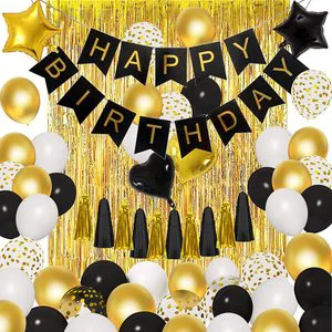 Black Gold Birthday Party Decorations Kit 50th 60th Birthday Supplies for Men Women Him