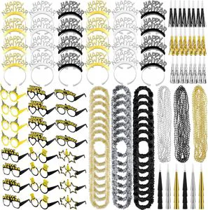 144 Pieces New Year Party Atmosphere Decoration Supplies New Year Headband Foil Blowout Glasses Festive Atmosphere Supplies