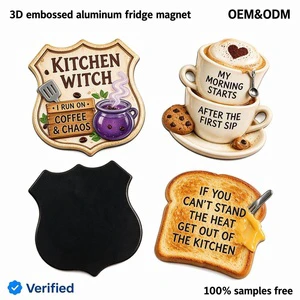 Embossed 3D Aluminum Coffee Kitchen Fridge Magnet 3x3inch Funny Kitchen Witch Morning Sip Souvenir For Cafe Bar Home Decor Gift