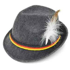 Beer Festival Gray German Oktoberfest Striped Polyester Felt Bavarian Alpine Hat Party MHH135