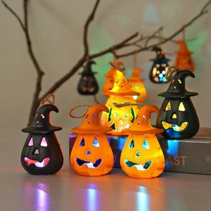 Cross-Border Halloween Handheld Skull Lantern LED Pumpkin Windmill Hanging Props Party Atmosphere Setup Decorations Plastic Mate