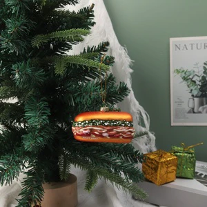 Wholesale luxury Christmas handmade blown food themed hot dog glass art, Christmas home decoration