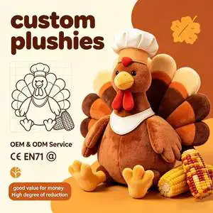 Custom Thanksgiving Turkey Plush Toy With Chef Hat Apron,Bulk Wholesale For Holiday Promotional Gifts & Supermarket Merchandise