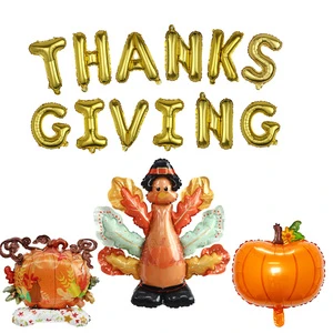 Inflatable Turkey Balloons Pumpkin Squirrel Leaf Shaped Set Thanksgiving Balloons for Harvest Celebration