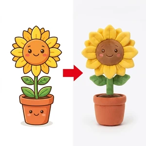 Custom Potted Sunflower Plush Yellow Petals Blush Green stem Terracotta Pot Cartoon Plant Tabletop Decorative Custom Mascot
