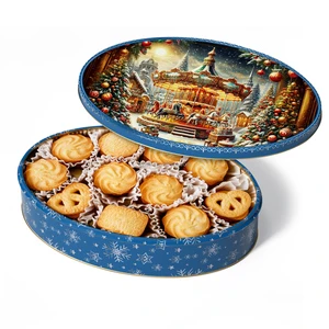 Wholesale Festive Holiday Edition Premium Cookies Tin Christmas Gourmet Royal Danish Butter Cookies