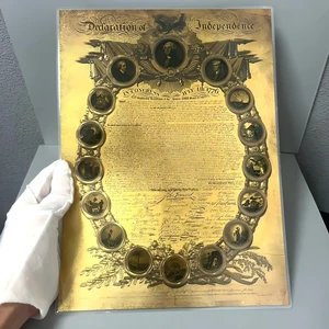Patriotic Historical Document Gold Foil Print | 1776 Independence Inspired Collectible Art Poster for Home & Office Decor