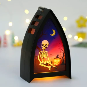 Halloween Wind Lights LED Small House Lights Electronic Candles Small Lantern Jack-o '-lantern Retro Halloween LED Lights