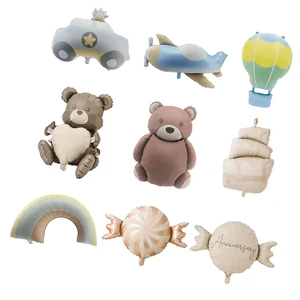 New Style Cute Matte Foil Balloons Cartoon Car Bear Foil Balloon for Children's Birthday Party Decoration