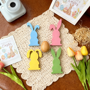 4PCS Colorful Wooden Easter Bunny Ornaments. Perfect for Easter Decor, Egg Decorating & Holiday Gifts, Adding Spring Vitality