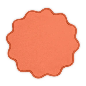Custom Persimmon Orange Round Table Mats Wavy Edge Cotton Linen Scalloped Placemats For Thanksgiving Wedding Restaurant Banquet