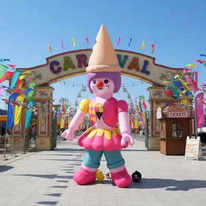 QIQU Cartoon Theme Waterproof 4m High Carnival Clown Inflatable Advertising with Quick-Inflate Blower for Festival Events
