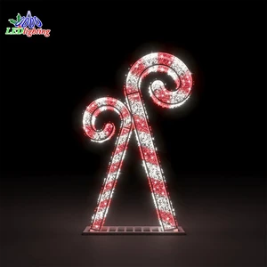 Motif Light Outdoor Christmas Ornaments Giant LED Candy Cane Lighting Decoration Cane Christmas 3D Led Candy Motif Light