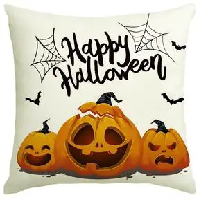 Halloween Festival Theme Black Cat October Witch Hat Print Polyester Pillowcase Cushion Cover