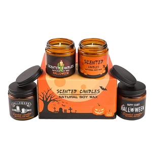 Halloween Scented Candle Set 4 X 100g Glass Jar Gift Box Custom Fragrance Spooky Home Aromatherapy Decor