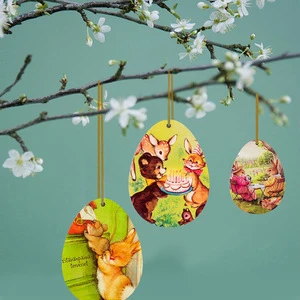Hot Selling Manufacturer's Spring Easter Bunny Decorations Wooden Easter Eggs and Carrots Hanging Ornaments