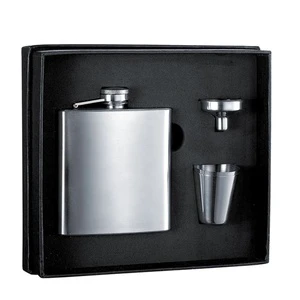 Stainless Steel Hip Flask in Gift Box-Custom Logo Personalized Corporate Promotion Birthday Gift Set for Guests