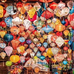 Asian Culture High Quality Elegant Hoi an Lantern Festive Decoration Waterproof Bamboo Silk Lanterns in Vietnam