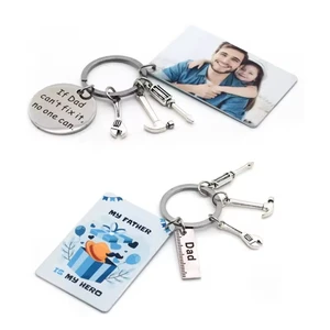 Father's Day Gift Personalize Metal Keychains Blank Sublimation DAD Tool Key Chains
