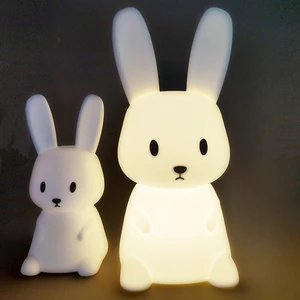 Hot Selling Cute Animal Super Bunny LED Lamp USB Rechargeable Portable Baby Bedroom Squishy Night Light Gift