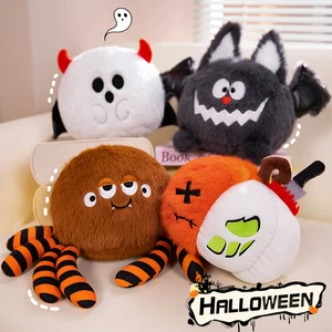 Wholesale Halloween Plush Toys Black Bat Spider Ghost Stuffed Animal Boys' Gift with Plush Skull Pumpkin Doll