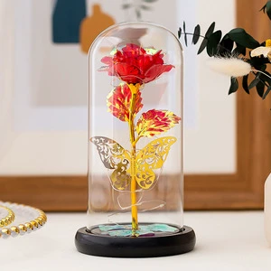 Valentines Day Gift 2023 Saint Valentin Gold Foil Rose With Light for San Valentin Day New Ideas