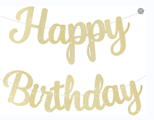 7inch Pre-Strung No DIY Glitter Happy Birthday Banner for Kids Adults Sign Party Decorations Hanging Happy Birthday Banner
