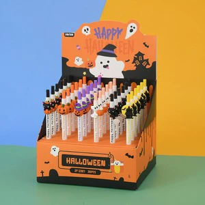 Halloween Themed Novelty Gel Pens Featuring Interesting Pumpkin and Skull Designs for Children.