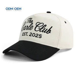 Custom Embroidered Logo 5 Panel Baseball Cap 100% Cotton Two Tone Adjustable Bulk Unisex Sports Hat For Outdoor Wedding Party