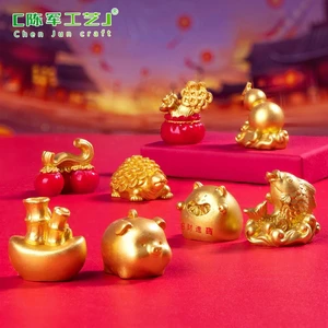 Micro-landscape New Year's Wealth and Prosperity Piggy Bank DIY Decorative Accessories Golden Desktop Car Small Ornaments