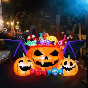 Hot Sale Full of Childishness Halloween Inflatable Candy Hat on Pumpkin Bat Halloween Decorations Outdoor Inflatables