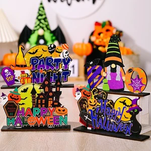 2025 New Wooden Decorative Products for Halloween Wooden Decor Products Creative Ghost Festival Halloween Wooden Home Decoration