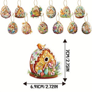 24-Piece Eco-Friendly Retro Easter Decor Set Engraved Wooden Rabbit Egg Flowers Animals
