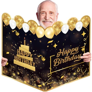 Large Paper Greeting Card & Giant Guest Book with Gold Stamping for Happy Birthday Party Decorations Supplies & Gifts