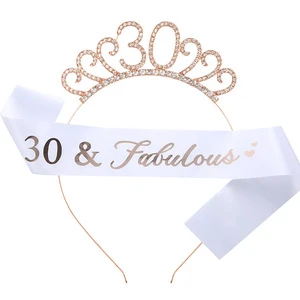 Adult Birthday Party Decoration Supplies Rose Gold Happy Birthday Shoulder Strap Crown Two-Piece Decorative Set