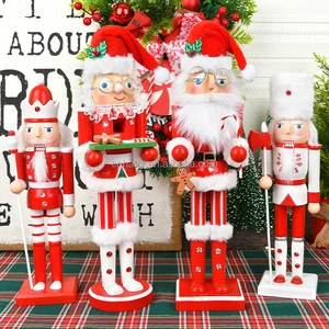 Traditional Design Handmade Painted Plaid Wooden King Nutcracker Figurine Fairy Theme Wall Hanging Holiday Decoration Hatty
