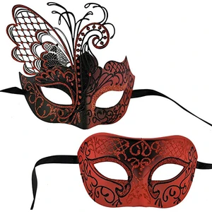Half Face Halloween Venice Carnival Metal Masquerade Party Couple Mask Set Reusable Fashionable