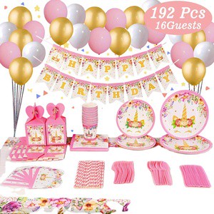 DJTSN 192 Pcs Kids Birthday Party Decorations Set Party Supplies