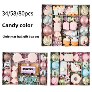 New Electroplated Candy Christmas Ball and Tree Decorative Pendant Gift Set with Simulation Design Box Factory Outlet