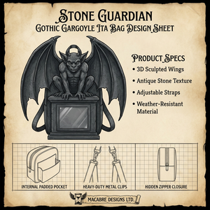 Custom Gothic Stone Guardian Dark Fantasy ITA Bag Sculpted Gargoyle Weather Resistant Fabric For Halloween Cosplay Daily Fashion