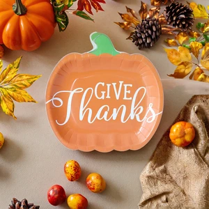 Disposable Pumpkin Plates for Parties for Thanksgiving Tableware & Harvest Festival Decorations