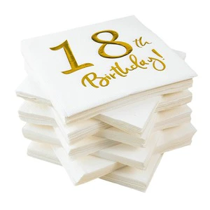 Senwen Party Napkins Gold Foil 18th Birthday Decoration Party Supplies Disposable Napkin for Birthday Party Adult Ceremony