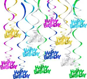 Happy Birthday Hanging Swirl Decorations, Colorful Birthday Party Hanging Decor Supplies for Birthday Kids Adults Party Decor