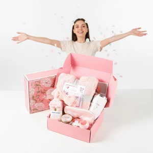 2026 Valentine's Day Pink Luxury Multi-Piece Self Care Gift Set for Women with Sleep Mask Tumbler Candle Rose Love Soap