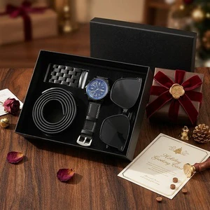 Men's Gift Set Valentine's Day Birthday Father's Day Boyfriend Quartz Watch Belt Sunglasses Buckle Luxury Business Box