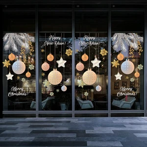 2026 New Year and Christmas Decorations Shopping Mall & Hotel Glass Window Stickers Static Hanging Ball Design